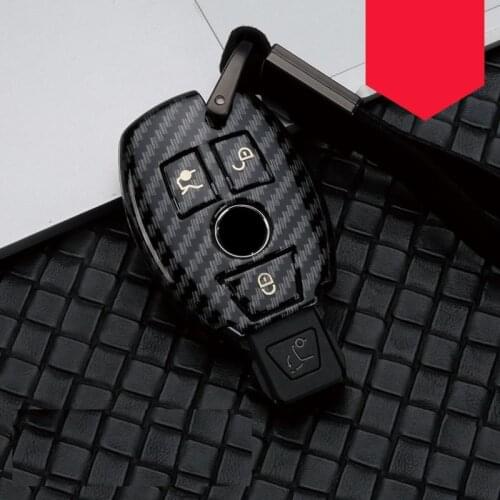 Glossy Carbon fiber ABS For Mercedes Benz C300 CL550 E350 GLK350 AMG W204 212 Remote Fob Protector Cover Keychain Accessories