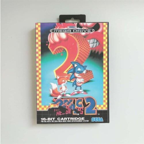 Soniced Game the Hedgehog 2 - EUR Cover With Retail Box 16 Bit MD Game Card for Megadrive Genesis Video Game Console