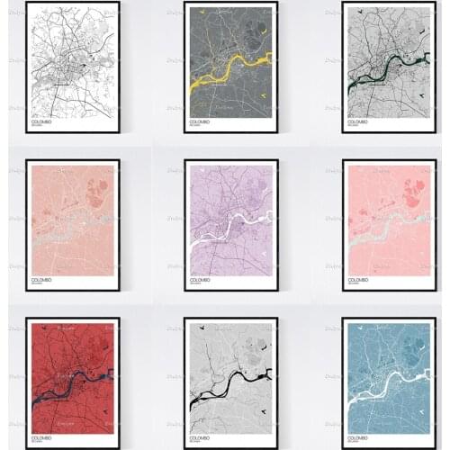 Colombo, Sri Lanka Map Nordic Retro Minimalism Painting Posters and Prints on Canvas Wall Art Modular Pictures Home Decor Gift