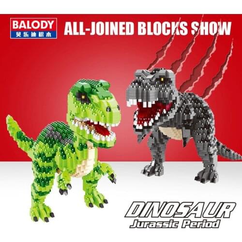 Building Block 1457pcs+ Mini Bricks Green Jurassic Dinosaur Toy Tyrannosaurus Model Park Figure Toys for Children Gifts