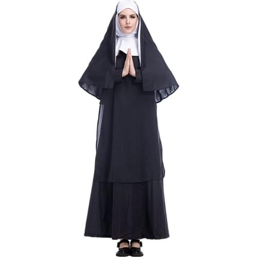 Adult Priest Nun Costume Halloween Costumes for Women Blessed Virgin Mary Clothing Church Costume Carnival Stage costume