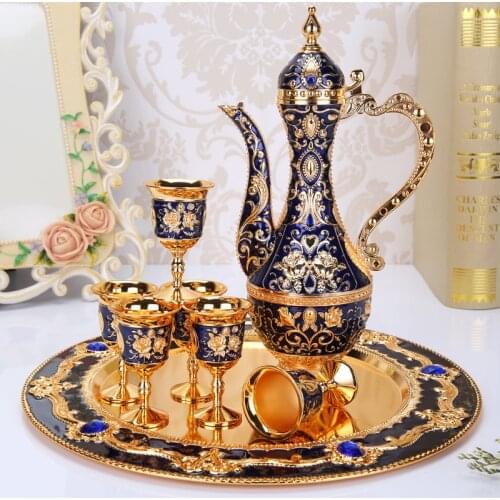 Russian wine with European antique ceramic wine glass white wine jug creative metal wine glass gift set