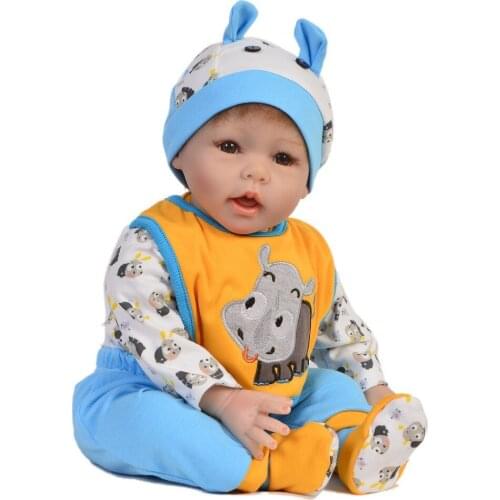 Bebe reborn boy doll with Blue cow clothing 22inch soft silicone reborn baby dolls toys for children gift