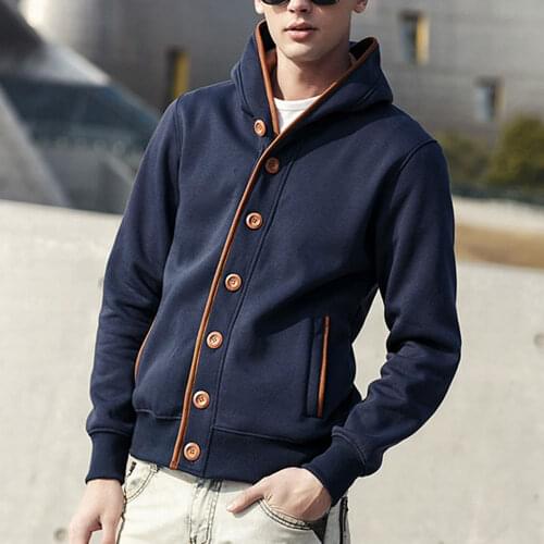 Winter Warm Men Jacket Coat Comfort Hooded Jacket Men Outwear Long Sleeve Irregular Buttons Mens Hooded Coat chaquetas hombre