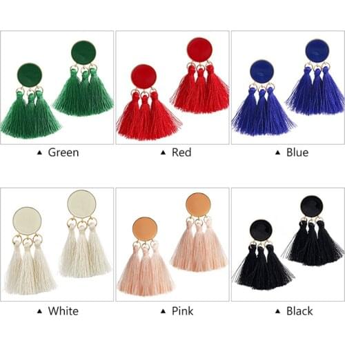 Fashion 2020 Bohemia Statement Tassel Earrings Round Drop Earrings for Women Wedding Long Fringed Earrings Jewelry Gift