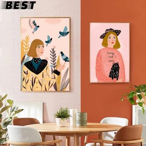 Fashion Glasses Girl Lover Animals Wall Art Canvas Painting Nordic Posters And Prints Wall Pictures For Girl Room Bedroom Decor