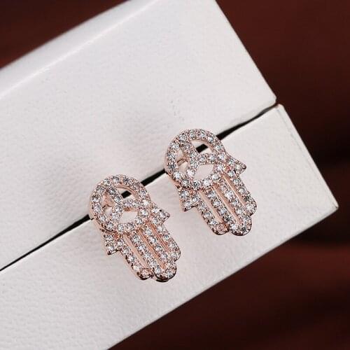 DE263 Fashion Street Snap Delicacy 4A Zircon Cool Palm Earrings GIRLS Gift Party Banquet WOMENS Jewelry Earrings 2021