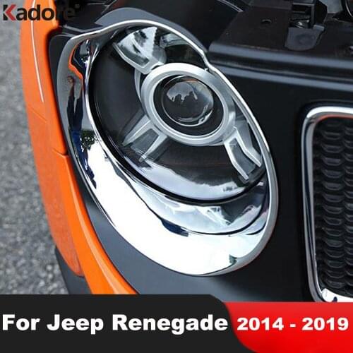 For Jeep Renegade 2014-2019 ABS Chrome HeadLights Cover Trim Front Head lights Lamp Stickers Car-Styling