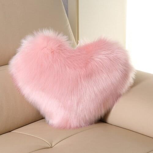 Nordic Style Heart Shape Cover Shaggy Fluffy Soft Fur Plush Cushion Cover Living Room Bedroom Sofa Home Decor Pillow Covers