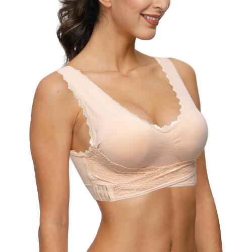 New Arrival Women Push Up Wireless Lace Bra Front Close Top Women Plus Size Bralette Underwear Lingerie Full Cup Hot