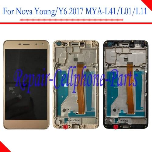 New Full LCD DIsplay+Touch Screen Digitizer Assembly With Frame For Huawei Nova Young 4G LTE MYA-L11 / Y6 2017 MYA-L41 MYA-L01