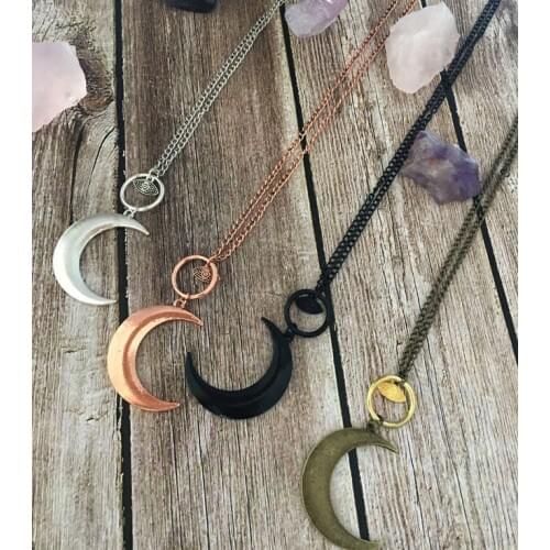 Evil Eye Pendant Necklace Crescent Moon Necklace Talisman Jewelry Witchy Goth Celestial Moon Amulet Gift Boho Witchy Talisman