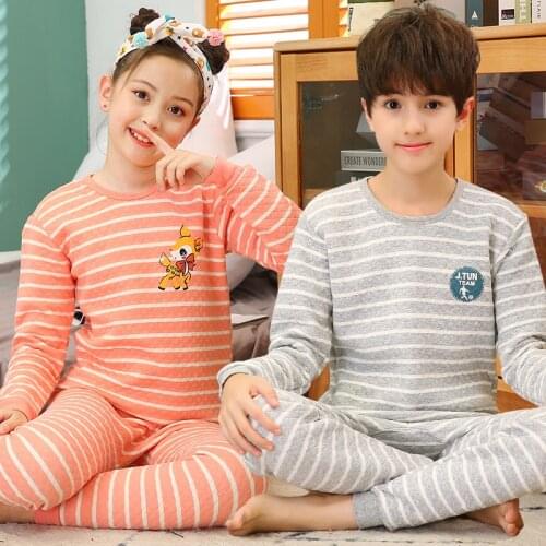 Childrens Pajamas 2020 boys Sleepwear 2 Pieces Cotton Winter Stripe Kids Pjs Christmas Girl Super Costume Clothes 2-14 Years