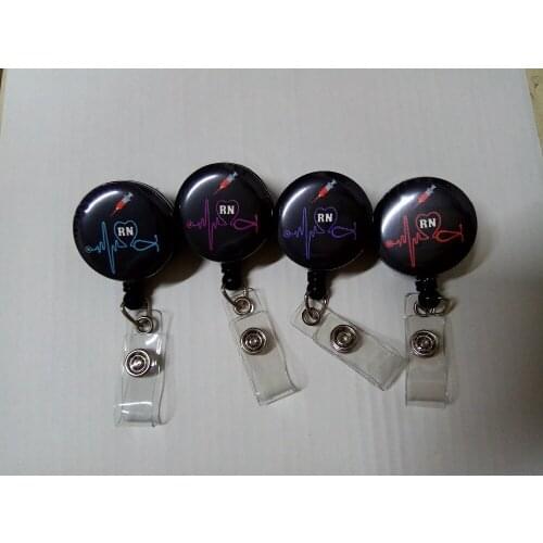 Various colors RN Retractable id badge reel with alligator clip 10pcs/lot