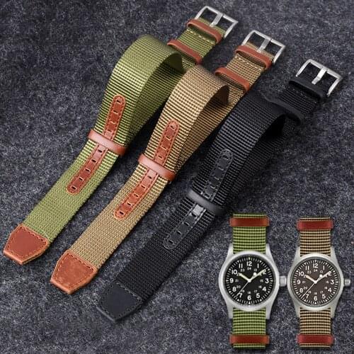 Premium Quality NATO Nylon 20mm 22mm Watchband Seatbelt Khaki Military Sport Canvas Wrist Band Bracelet for Hamilton Watch Strap