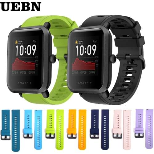 UEBN 20mm Sport Silicone Replacement band For Huami Amazfit Bip S Wrist Strap For Amazfit Bip GTS GTR 42mm Bracelet watchbands