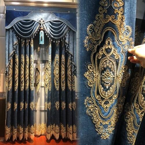Luxury Flower Embroidery Curtains for Living Room Bedroom Blackout Curtains European Style Luxury Window Drapes
