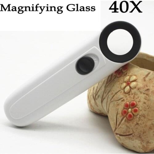 Handheld On / OFF 40X Magnifying Magnifier with 2 LED Light Microscope Magnifying Glass For Jewelry Circuit Boards Repair Tool