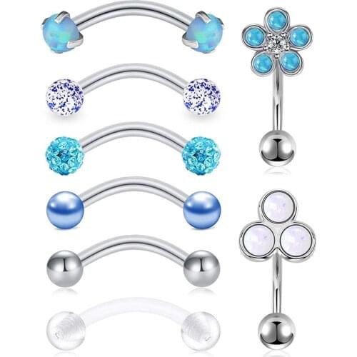 16G Rook Earrings Piercing Daith Snug Eyebrow Rings Piercing Curved Barbell Anti Tragus Forward Helix Piercings for Women Men