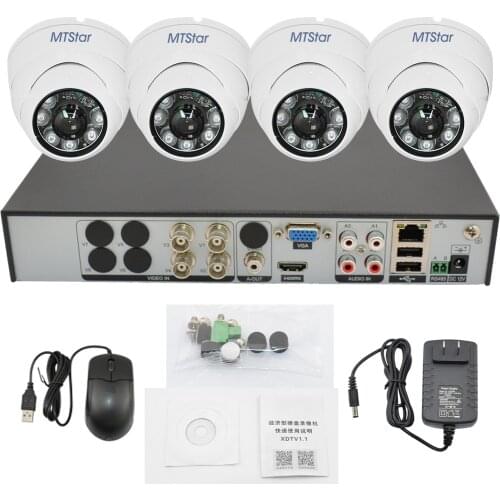 MTStar 4CH 4K 4 in 1 Security Cameras System （1pcs 6 in1 HD DVR support 8TB + 4pcs 8MP Fisheye Panoramic Dome Camera