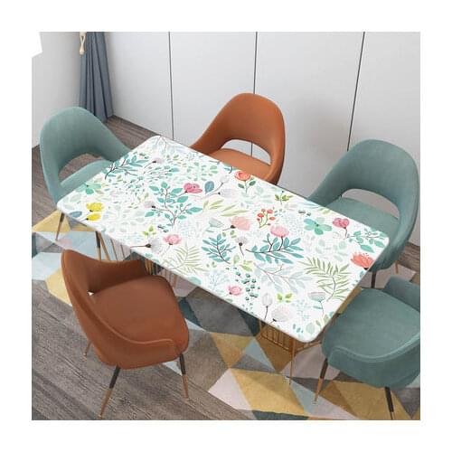 Nordic modern hand-painted leaf table mat rectangular waterproof and oil-proof disposable soft glass coffee table mat