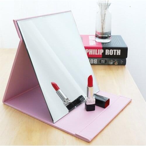 Folding Table Mirror Makeup Mirror Foldable Pu Portable Adjustable Rectangular Ultra-thin Mirror Used For Travel Camping Homer
