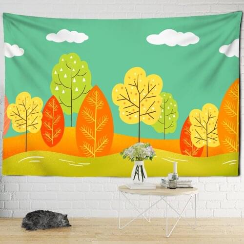 Cartoon Tree Childrens Room Decoration Tapestry Oak Apple Cactus Wall Hanging Carpet Wall Cloth Mandala Tapestries Hippie Tapiz