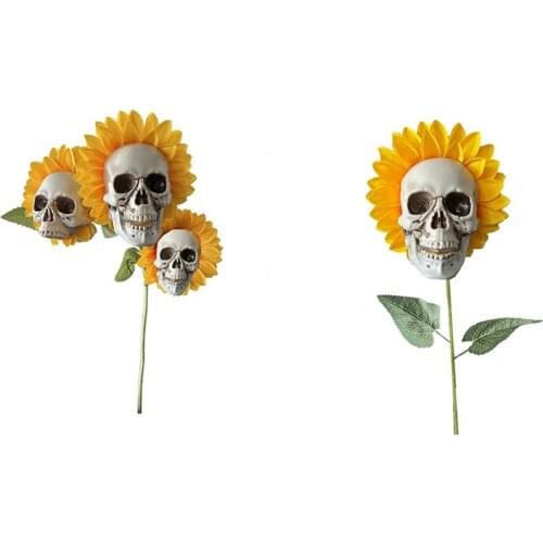Skull Sunflower Garden Decoration Patio Lawn Yard Decoration Halloween Garden Decoration Simulation Flower Ornaments