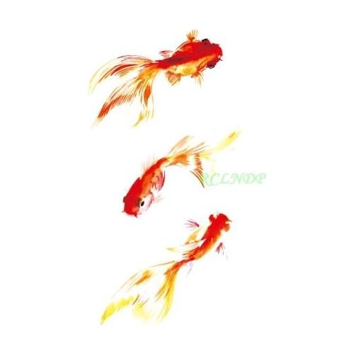 Waterproof Temporary Tattoo gold fish swimming goldfish tatto stickers flash tatoo fake tattoos for girl women