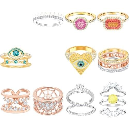 High Quality Swa Original Fashion Pop Blue Devils Eye Ring Stitching Ring Jewelry Wholesale