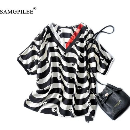 Summer Women Clothing 2021 New Korean Style V-neck Animal Pattern Patchwork Raglan Sleeve Thin Chiffon Korean T-shirts Plus Size