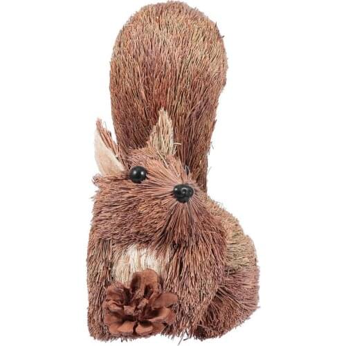 1 Pc Handmade Straw Weaving Squirrel Christmas Home Office Desktop Ornament Handmade Straw Crafts Squirrel Ornaments