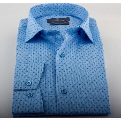 2020 New Arrival Solid Causal Formal Business Long Sleeve Button Down Skyblue Shirt Dress Carlo Potti Brand Autumn Clothing
