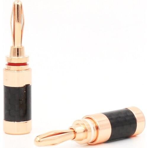 4pieces Acrolink Carbon Fiber Series Rose Gold Plated Banana connector for speaker cable contact plug