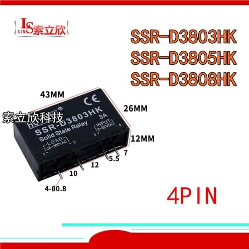 5PCS/LOT 100%Original New Relay SSR-D3803HK SSR-D3805HK SSR-D3808HK 3A 5A 8A 4PIN Solid State Relay SSR D3805HK