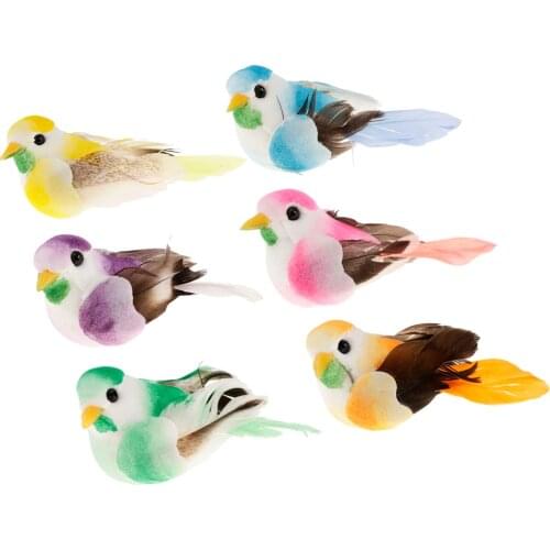 6Pcs Multi Colors Decorative Artificial Foam Mini Love Birds Ornaments Home DIY Craft For Wedding Decoration Party Accessories