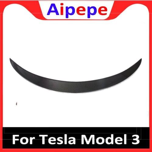 Car Styling Spoiler Carbon Fiber Rear Trunk Spoiler Black Finish For Tesla Model 3 2017 2018 2019