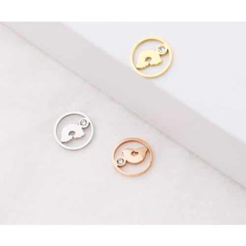 50pc 12mm Mirror Finish Stainless steel Hollow Rainbow Connector Charm For Necklace DIY Women Handmade Jewelry Making