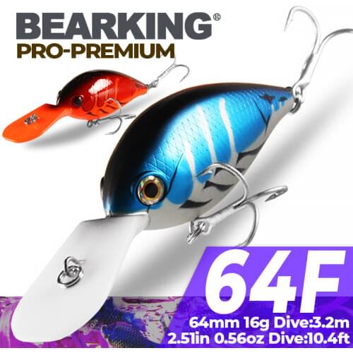 BEARKING quality fishing tackle professional Hot fishing lures deep crank 64mm 16g dive 3.2m 9 different colors hard baits
