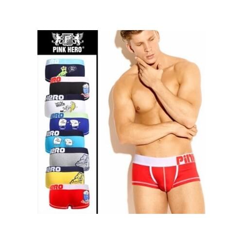 Free shipping!brand pink hero solid boxers sexy underwear comfortable boxers mens boxer short Boxer Underpants gay Underwear