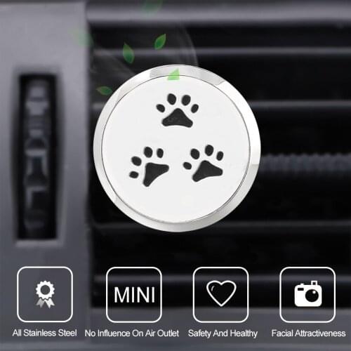 Boshi Jewelry Dog Paw Essential Oil Car Air Freshener Removable Car Diffuser Vent Clip 30mm Stainless Steel Aroma Perfume Locket