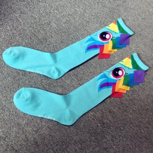 Big Girl Pony Rainbow Personality Stockings Teenage Cosplay Costumes Women Cartoon Stocking Stretch 20-25cm Size 32-39 Stocks