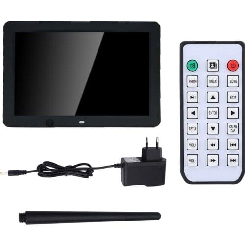 12" HD Screen Digital Photo Frame Remote Controller Back Bracket Body Detection (Black-EU Plug)