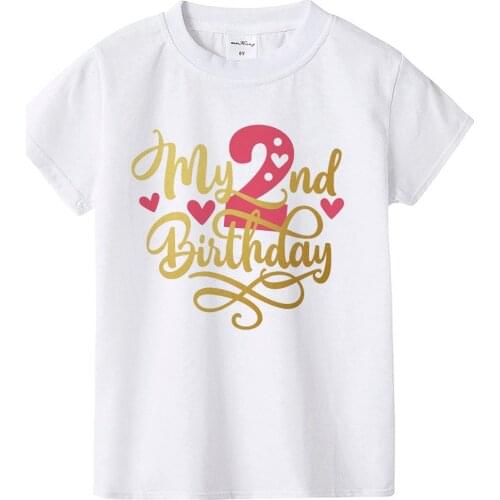 Kids Girls T-shirt for Birthday Summer Children Clothing Funny T Shirt Tshirt Tees Tops Size 1 2 3 4 5 6 7 8 Year Present