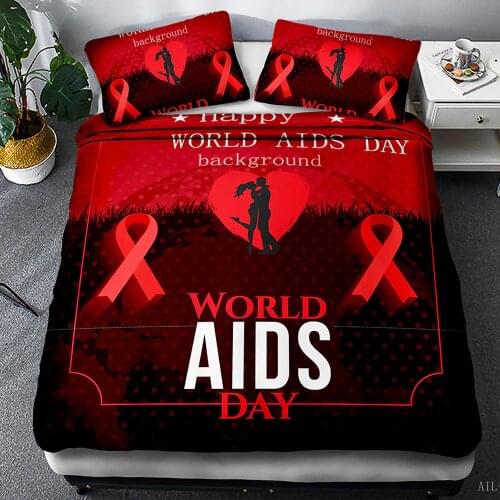 THE WORLD AIDS DAY Bedding Set Bed Sheet And Quilt Cover Pillowcase Single Twin Double Queen King Home Textile
