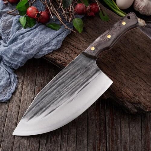 Handmade Forged Kitchen Knife Butcher Meat Chopping Cleaver Chinese Chef Knife 5CR15 Stainless Steel Cooking Knife Tools Cutter