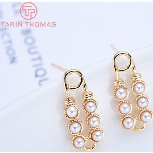 4PCS 16x6.5MM 24K Gold Color Brass Rectangle Stud Earrings High Quality Diy Accessories Jewelry Findings