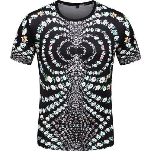 2019 Summer New Arrival Top Quality Full Floral Print Clothing Mens Fashion T-Shirts Tees Size M-3XL