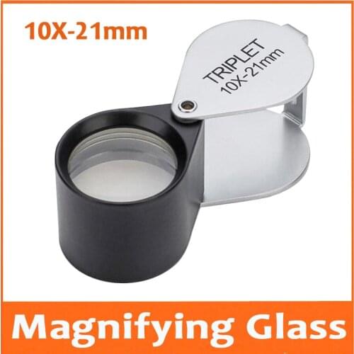 10X 21mm Metal Gift Toys Pocket Jadeite Filter Super Triplet Lens Magnifier Jewelry Gem Identifying Magnifying Glass Loupe
