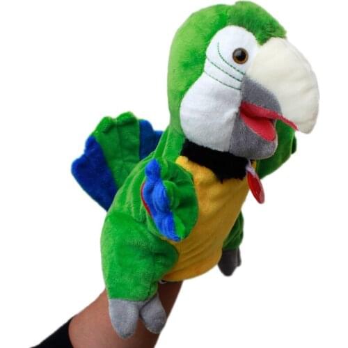 Cute 30cm plush parrot Hand puppet Kindergarten parent-child interactive props educational doll good quality Soothing doll